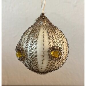 Antique Victorian‎ 3'' Wire Wrapped Tinsel Beads Christmas Ornament